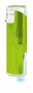 Nola 12 PIEZO lighter lightgreen LED refillable body frosty, cap chrome, pusher chrome lightgreen