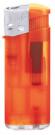 Nola 4 midi  PIEZO lighter orange refillable body frosty, cap silver, pusher frosty orange