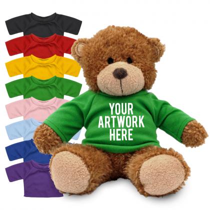 Printed 17cm Anne Bear with coloured t-shirt