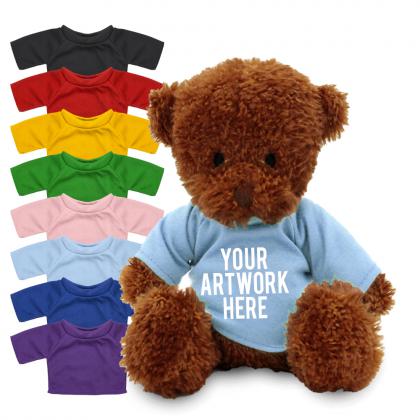 Printed 18cm James I Bear with coloured t-shirt