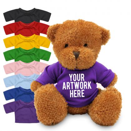 Printed 18cm James II Bear with coloured t-shirt
