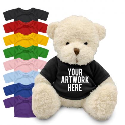 Printed 18cm James III Bear with coloured t-shirt