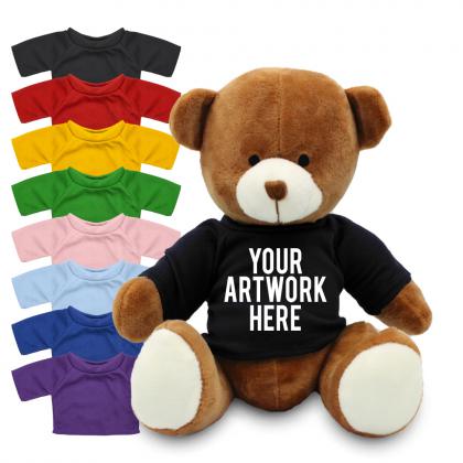 Printed 20cm Richard Bear with coloured t-shirt