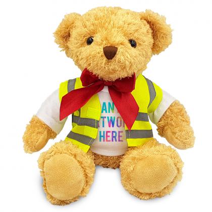 Printed 18cm William Bear with Hi Vis Vest