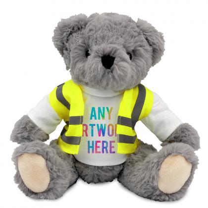 Printed 20cm Archie Bear with Hi Vis Vest