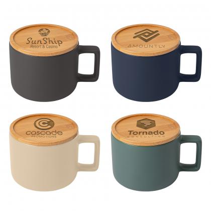 Café Virtuoso -  355 ml Ceramic Mug with Bamboo Lid