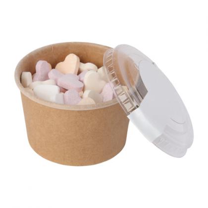 Kraft cardboard tub with fruit heart sweets (90ml)