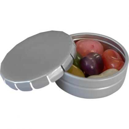 Round click tin with jelly beans