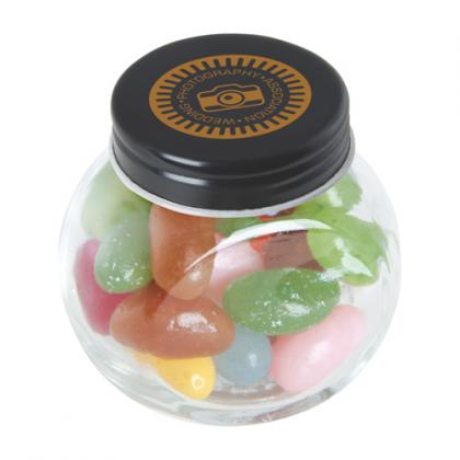 Small glass jar with jelly beans