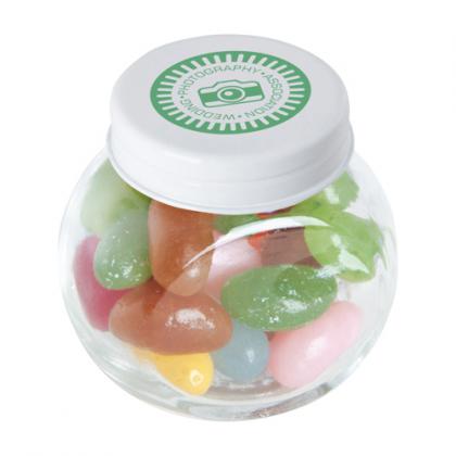 Small glass jar with jelly beans