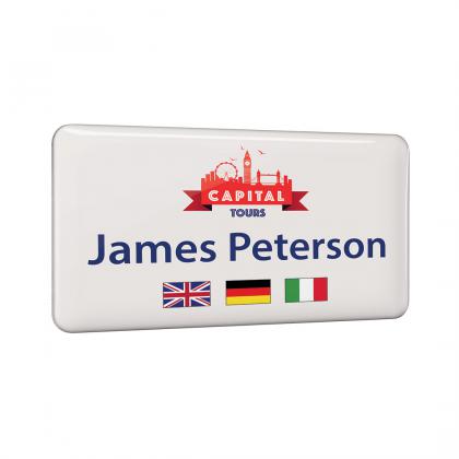 Domed metal name badge