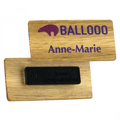 Real wood name badge