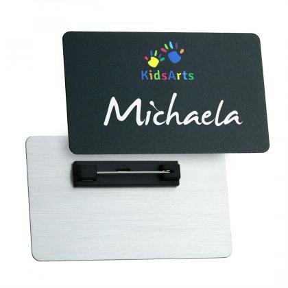 Blackboard reusable metal name badge