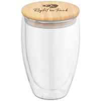 Sculpture - 355 ml Double Wall Glass Tumbler with Bamboo Lid