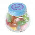 Small glass jar with jelly beans