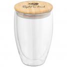 Sculpture - 355 ml Double Wall Glass Tumbler with Bamboo Lid