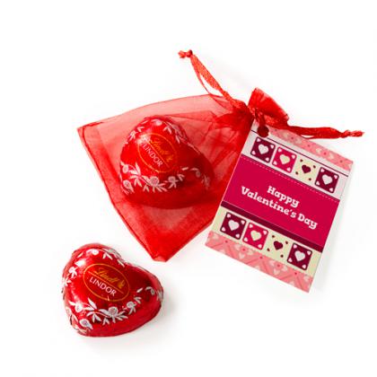Lindt Milk Chocolate Heart Organza Bag