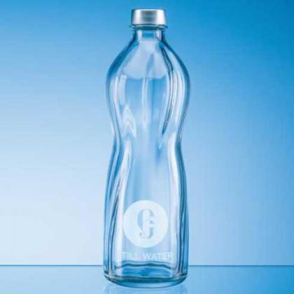 1ltr Rippled Aqua Screw Top Bottle E143704
