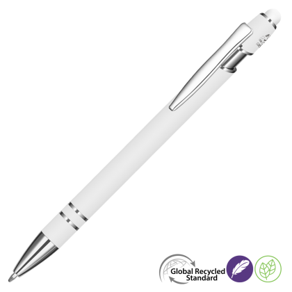 Astra-I Soft Feel GRS Recycled Metal Ballpoint Pen - White