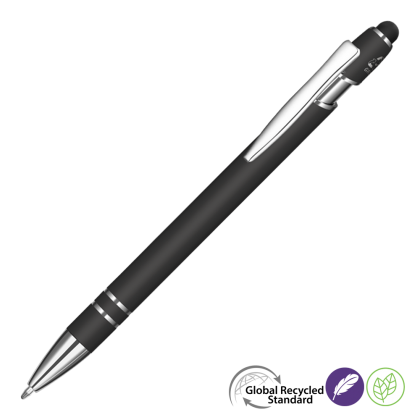 Astra-I Soft Feel GRS Recycled Metal Ballpoint Pen - Black