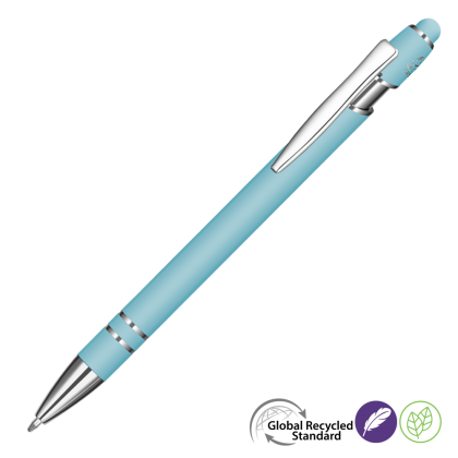 Astra-I Soft Feel GRS Recycled Metal Ballpoint Pen - Light Blue