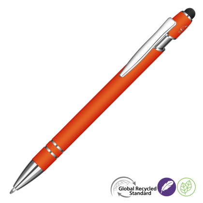 Astra-I Soft Feel GRS Recycled Metal Ballpoint Pen - Orange