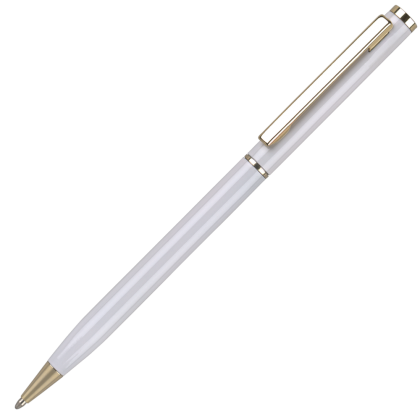 Cheviot Oro Metal Ballpoint Pen - Gloss White - Gold