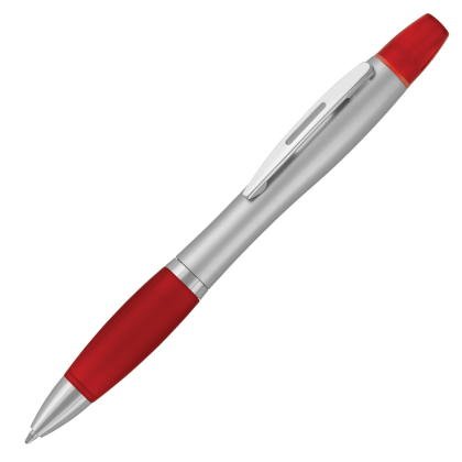 Contour Max Highlighter Ballpoint Pen - Silver - Red