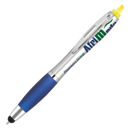 Contour Max Highlighter Ball Pen with Stylus - Silver - Blue