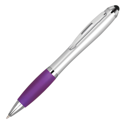 Contour-i Argent Ballpoint Pen with Stylus - Silver - Purple