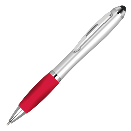 Contour-i Argent Ballpoint Pen with Stylus - Silver - Red