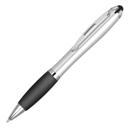 Contour-i Argent Ballpoint Pen with Stylus - Silver - Black