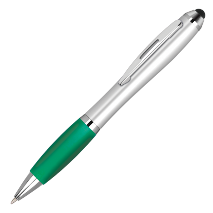 Contour-i Argent Ballpoint Pen with Stylus - Silver - Green