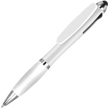 Contour Tricolour Ballpoint Pen with Stylus - White