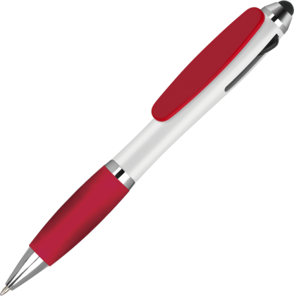 Contour Tricolour Ballpoint Pen with Stylus - Red