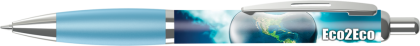 Contour Full Colour Wrap Ballpoint Pen - White - Light Blue