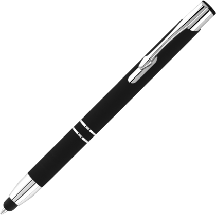 Electra Classic Soft Feel Metal Ballpoint Pen with Stylus - Black (Blue Ink)