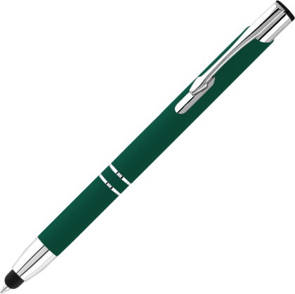 Electra Classic Soft Feel Metal Ballpoint Pen with Stylus - Dark Green (Blue Ink)
