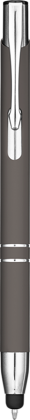 Electra Classic Soft Feel Metal Ballpoint Pen with Stylus - Slate (Blue Ink)