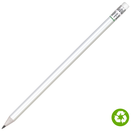Recycled Paper Pencil with White Eraser - White