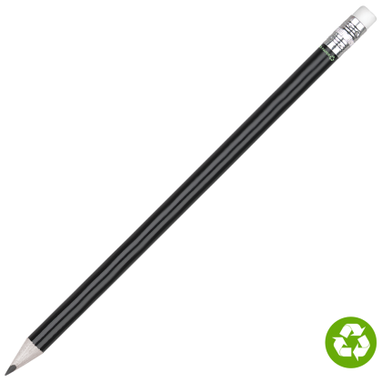 Recycled Paper Pencil with White Eraser - Black