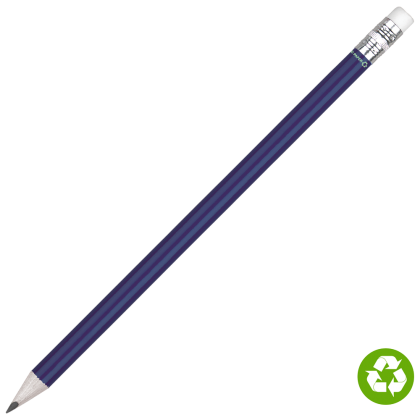 Recycled Paper Pencil with White Eraser - Blue
