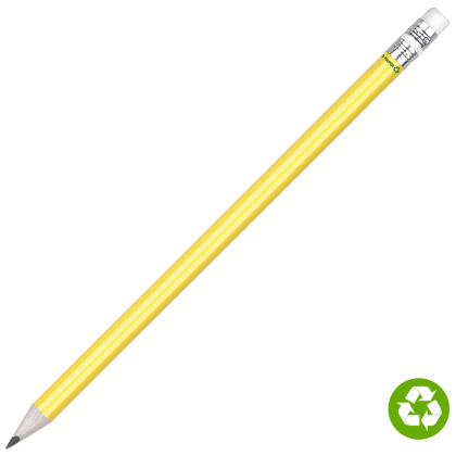 Recycled Paper Pencil with White Eraser - Yellow