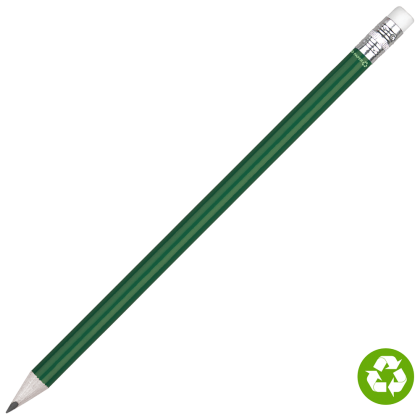 Recycled Paper Pencil with White Eraser - Green