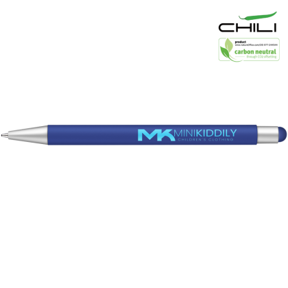 Recycled Par-i Soft Feel Stylus Ballpoint Pen by Chili - Blue - Silver