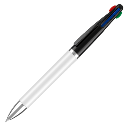Quad 4 Colour in 1 Ballpoint Pen - White - Black