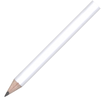 Mini Wooden Pencil with No Eraser - White