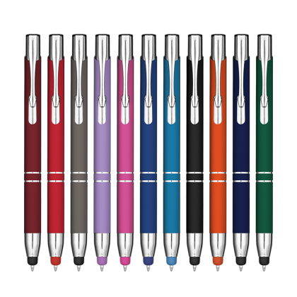 Electra Classic Soft Feel Metal Ballpoint Pen with Stylus (Blue Ink)