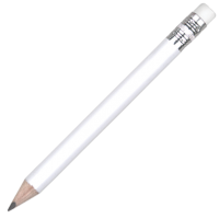 Mini Wooden Pencil with Eraser - White