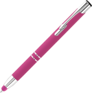 Electra Classic Soft Feel Metal Ballpoint Pen with Stylus - Pink (Blue Ink)
